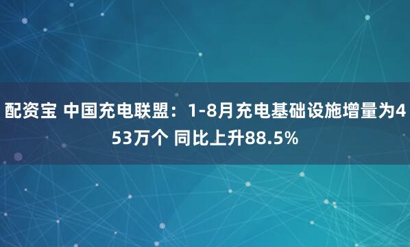 配资宝 中国充电联盟：1-8月充电基础设施增量为453万个 同比上升88.5%